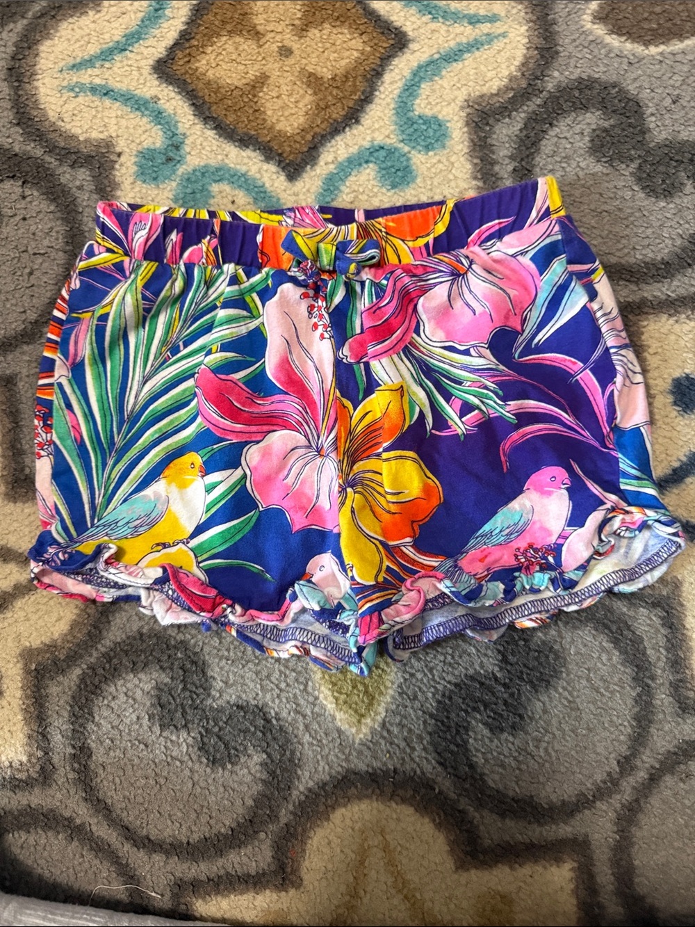 The Children's Place Tropical Floral Bird Print Shorts - Purple/Pink/Yellow